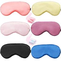 HappyDaily Pack of 6 Elegant and Comfortable Silk Sleep Masks with Boxed Soft Foam Ear Plugs (Pink/Blue/Purple/Watermelon Red/Champagne/Black)