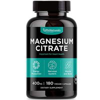 Magnesium Citrate Powder Capsules 400mg – [180 Count] Pure Non-GMO Supplements – Natural Sleep Calm Relax - Made in The USA