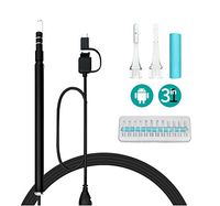 ALXDR Visual Ear Cleaner Otoscope 6Pcs Kit Ear Picker Pen Camera Ear Scope Inspection Multi-Functional Earwax Removal Adjustable LED,Black