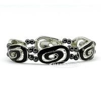Relaxus Magnetic Jewelery. Hematite Bracelet Black Silver Swirl