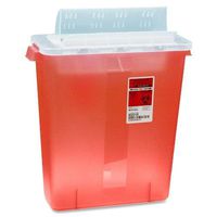 COVIDIEN Transparent Red Sharps Container, 16.3" x 13.8" x 6"