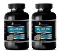 Hair Health Supplements for Men - Anti Gray Hair Formula 1350 MG - folic Acid Supplement Natural - 2 Bottles 120 Capsules