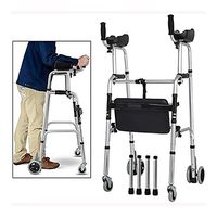 JJZXPJ Foldable Walker，Walkers for Seniors Adjustable with Wheels and Arm Rest Pad Rolling Walkers with Bag and Sitting Board Walking Assist Equipped for Disabled，The Elderly