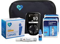Contour Next Diabetes Testing Kit | Contour Next Blood Glucose Meter, 100 Contour Next Blood Glucose Test Strips, 100 Lancets, Lancing Device, Control Solution, Log Book, User Manuals & Carry Case