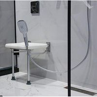 DWW Foldable Bathroom Shower Seat Wall Mounted Bath Safety Seat Modern Bench Stool - Firm PE Seat Plate with Drainage Hole - Disable, Elderly, Adults