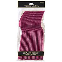 Amscan 4549.27 Premium Plastic disposable-forks, 20 pieces, Berry