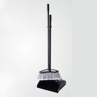 Indoor Broom And Dustpan - Home Fur Windproof Broom Set - Long Handle And Brush - For Indoor And Outdoor (black)