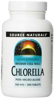 Source Naturals Broken Cell Wall Chlorella, Pure Micro-Algae, 500mg, 200 Tablets