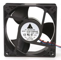 Delta EFB1348HHE-SV06 Fan, 48VDC, 168 CFM, Ball Bearings, 3-26" Leads, Speed Sensor, 127 mm L x 127 mm W x 38 mm H