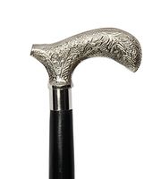 Icrafts India Vintage Dog Shaped Walking Stick with Handle Sheesham Wood Decorative Canes for Men Women 37 inch Long (Silver Handle)