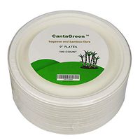 CantaGreen 9 inch Compostable Plates, 100 Count Heavyduty Sugarcane/Bagasse and Bamboo Fibre Biodegradable Disposable Paper Plate