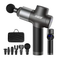 MKHS Professional Muscle Massage Gun for Athletes, Angled Handle Deep Tissue Percussion Muscle Massager for Pain Relief, Cordless Handheld Massager with Portable Carrying Case and 6 Head Attachments