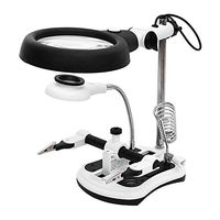 Glass Magnifier, with Soldering Stand, High Power LED Magnifying Glass, Portable Magnifier for Reading Repairing Crafts Jewelry - White