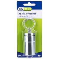 Ezy Dose Keychain Pill Box and Medicine, Vitamin Container | Safe for Money & Travel Items | Stainless Steel | 2 Keys with Lock | Large