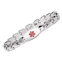 Fashion Steel Double Heart Medical Alert id Bracelet for Women-(7.5)