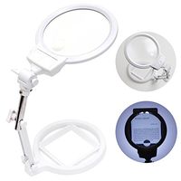 IMZ Large Magnifying Glass with Stand, 2.5X Lens 5X Zoom, Foldable & Hand-held Design with 2 LED Desk Lamp Stand Jumbo Magnifier for Reading Book, Newspaper, Currency, Inspection, Coins, Map, Sewing