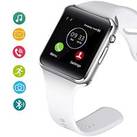 Bluetooth Smart Watch Fitness Tracker, Touch Screen Smart Wrist Smartwatch Support SIM SD Card Slot Make/Answer Phone Camera Pedometer Compatible Android iOS Samsung LG for Women Men Kids (White)