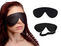Amoldar Black Leather Padded Blindfold Comfortable Black-Out Eye Sleep Mask with Elastic