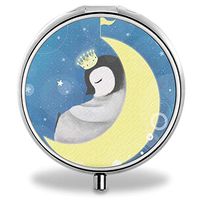 MLONE Pill Organizer - Round Stainless Steel Weekly Pill Case 3 Times-a-Day for Travelling/Pocket/Daily Needs, Medication Box Compartments to Hold Vitamins, Cod Liver Oil, Supplements (with Mirror)