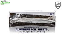 Premium Pre Cut Aluminum Foil Pop up Sheets 12 x 10-3/4 inches (2400 Count) - Great for Restaurants, Lunch, Takeout, ToGo, Sandwiches, Catering, Kitchen, Grill, Stove, Baking, BBQ, Disposable (12 Box)