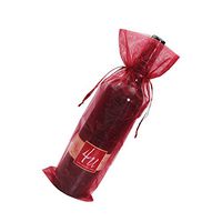SumDirect 5.5x14 inches 20Pcs High Quality Sheer Drawstring Organza Wine Bottle Bags,Gift Wrapping Bags for Birthday Wedding Party Favor (Burgundy)