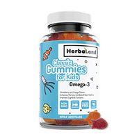 Omega-3 Supplement for Kids by Herbaland - Low-Sugar Vitamin Gummies Classic Line - Source of Omega-3 Fatty Acids EPA DHA Strawberry and Orange Flavor 60 Gummies
