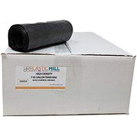 PlasticMill 7-10 Gallon Garbage Bags, High Density: Black, 8 Micron, 24x24, 1000 Bags.
