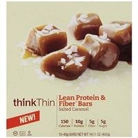 thinkThin Lean Protein and Fiber Bar, Salted Caramel, 10 Count, 40g Bars by thinkThin