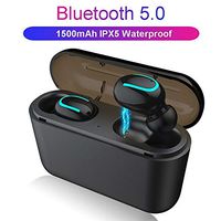 Bluetooth 5.0 Headset TWS Wireless Earphones Twins Earbuds 5D Stereo Headphone (1500MA, Black)