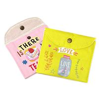 Honbay 2PCS Cute Cartoon Sanitary Napkin Cotton Bag Tampons Bag Storage Organizer Pouch for Women and Girls