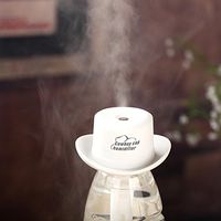 ON USB Mini Cowboy Hat Cap Portable Watter Bottle Humidifier Essential Oil Diffuser Aromatherapy Mist Maker for Office Home SPA Travel Car White