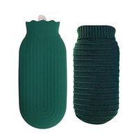 MEIBI Knit Hot Water Bottle Premium Rubber 550ML Classic Elegant Pure Colored Knit Cover, with Knit Cover for Pain Relief, Hot & Cold Therapy (Color : Green)