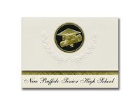 Signature Announcements New Buffalo Senior High School (New Buffalo, MI) Graduation Announcements, Presidential Elite Pack 25 Cap & Diploma Seal. Black & Gold.