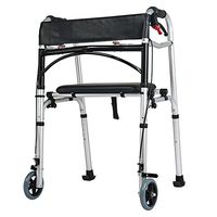 XIHAA Elderly People Walker Height Adjustable Folding with Leather Cushion Aluminum Alloy Pulley Disabled Person Walking Rehabilitation Equipment Bathroom Bath Chair(Dual Wheeled),Doublewheel