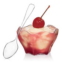 Flower Shape Mini Bowl-Spoons Included-2.7 ounce-50 Count-Clear Plastic - Six Sided Bowl - Hexagonal Bowl-Petal Shaped Mini Dessert Cup-Serving Bowl- Disposable or Reusable