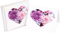 JS Designs Heart Flowers Blank White Note Card 5.5" x 4.25" Pack of 8, Comes with White Envelopes, Printed in USA - Great for Mother's Day, Graduation, Birthday, Easter, Pregnancy