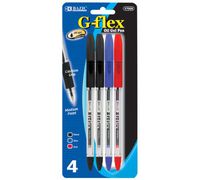 BAZIC G-Flex Asst. Color Oil-Gel Ink Pen w/ Cushion Grip (4/Pack) (Case of 24) (17026-24)