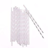 100pcs/lot Bamboo Stripe Disposable Paper Straws Foil Party Drink Straws Wedding Decorations Happy Birthday Party Decorations Kids Party Supplies (foil stripe silver)