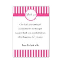 30 Personalized Thank You Cards Hot Pink Stripes Lines Design Birthday Party Baby Shower Engagement + 30 White Envelopes