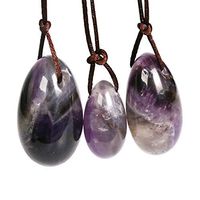 Yuanxi Natural Rose Crystal Quartz Drilled Yoni Healing Massage Egg Kegel Exercise Balls Women Strengthen Pelvic Floor Muscles Massage Stone Counter Stress Adult Urinary Incontinence (Amethyst)