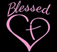 Blessed Cross And Heart Christian Decal Vinyl Sticker|Cars Trucks Vans Walls Laptop| PINK |5.5 x 4.75 in|CCI1559