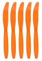 Amcrate Orange Disposable Medium Weight Plastic Knives - Ideal for Weddings, Party’s, Birthdays, Dinners, Lunch’s. (Pack of 100)