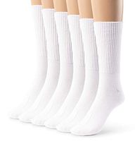 Silky Toes 3 or 6 Pack Women’s Bamboo Diabetic Seamless Soft Non-Binding Crew Socks, Also Available In Plus Sizes (13-15 (Queen), White -6 Pairs)