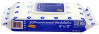 Dynarex Premoistened Adult Washcloths, 8" x 12", 50 per Pack 12pk per Case, Flow Pack
