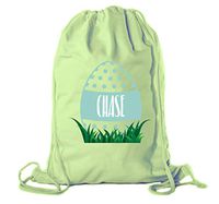 Personalized Easter Basket Bags, Cotton Drawstring Backpacks Custom Easter Bags - Dots Egg - Lime CE2725Easter B S2
