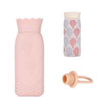 LeeBY Silicone Hot Water Bottle Microwave Heating with Knit Cover Hot Water Bag for Pain Relief, Kid Hot & Cold Therapy- Warm Gift for Birthday, Christmas, Exchange Party