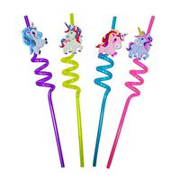 Party Dimensions Fun Unicorn Colorful Reuseable Plastic Straws 4 Count