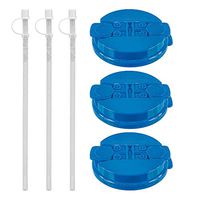 3-Pearl Blue Replacement lids and 3-11" Flexible Straws for 32 oz Hospital mugs