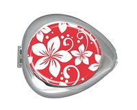 Hawaiian Style Flower Custom Silver Oval Pill Box Pocket Purse Pill Case Medical Tablet Holder Weekly Pill Organizer Decoration Box Wallet