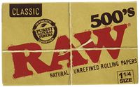 RAW 500's Classic Natural Unrefined Rolling Paper 1 1/4 79mm Size (1 Pack)